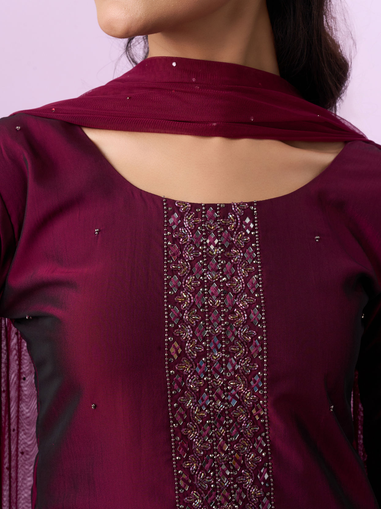 Mohey Women Wine Elegance Straight Suit