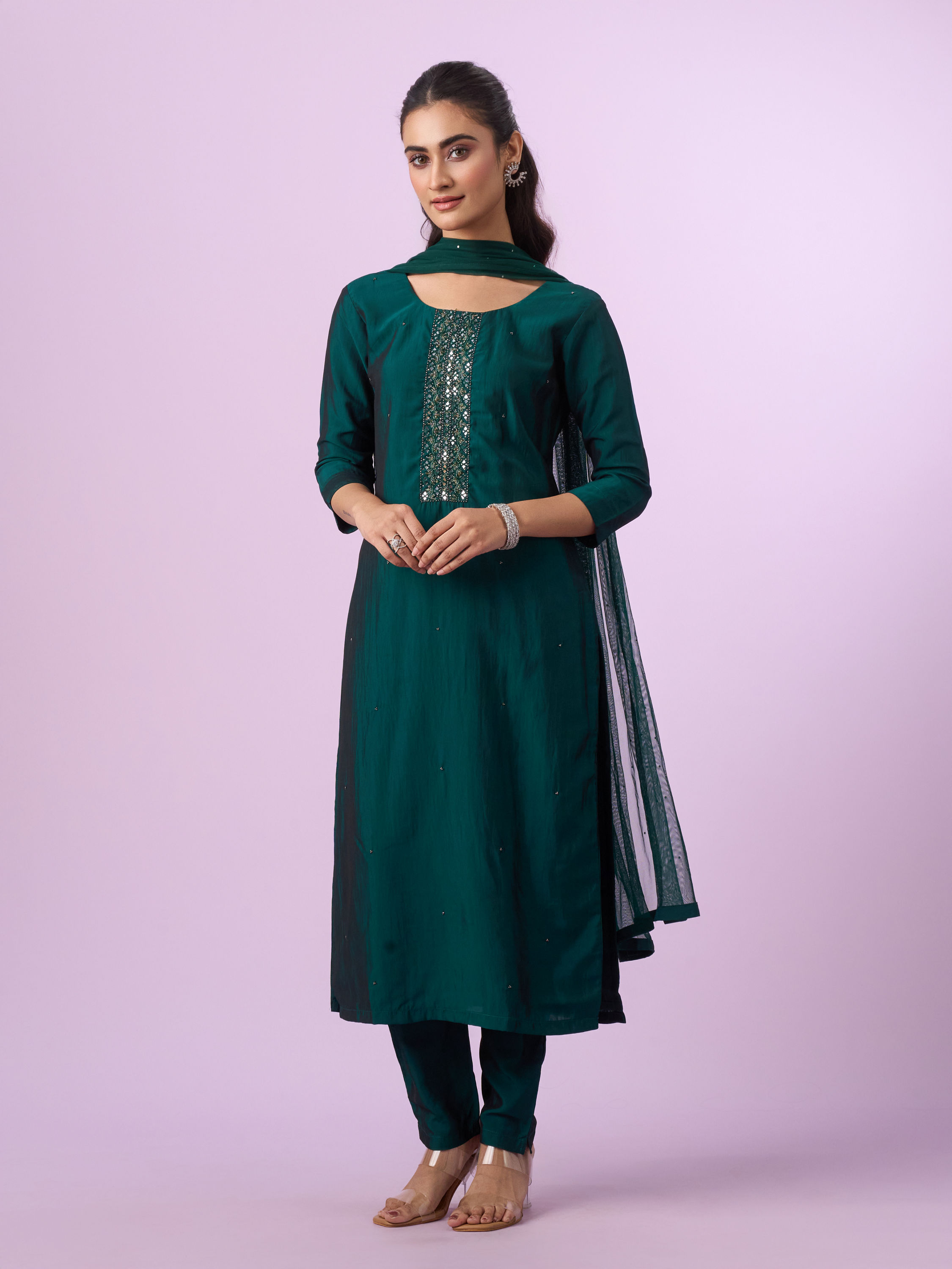 Mohey Women Verdant Green Straight Suit