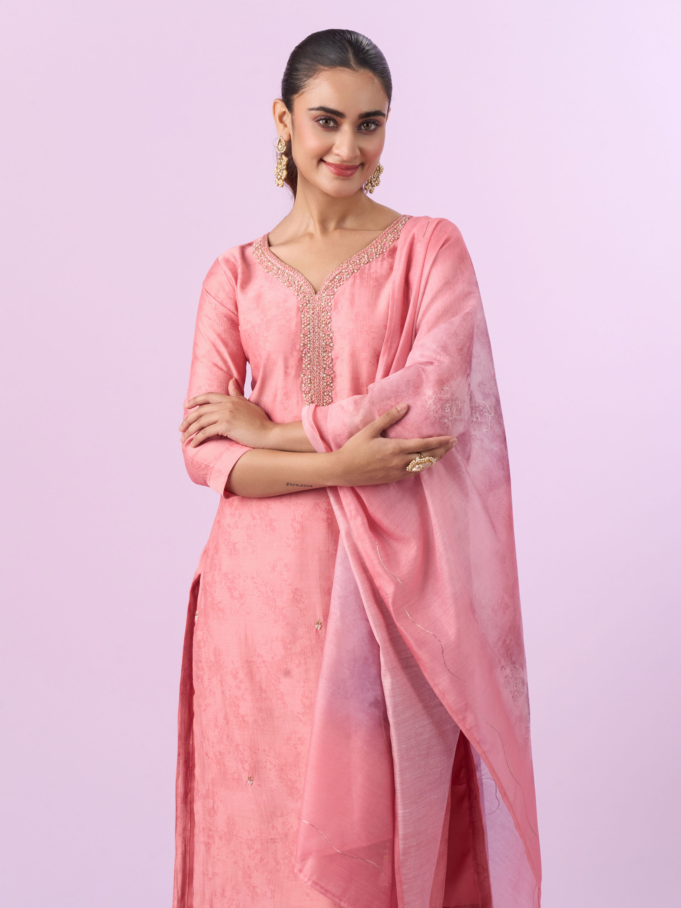 Mohey Women Pink Ensemble Straight Suit