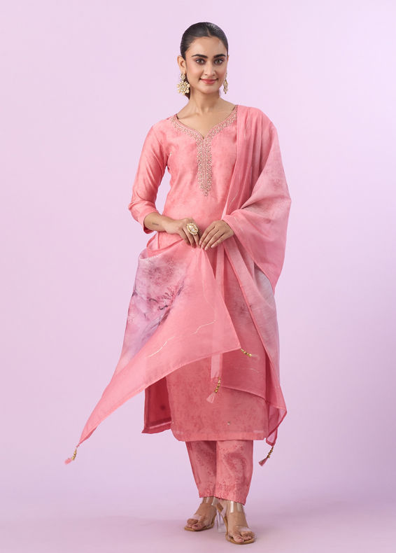 Mohey Women Pink Ensemble Straight Suit