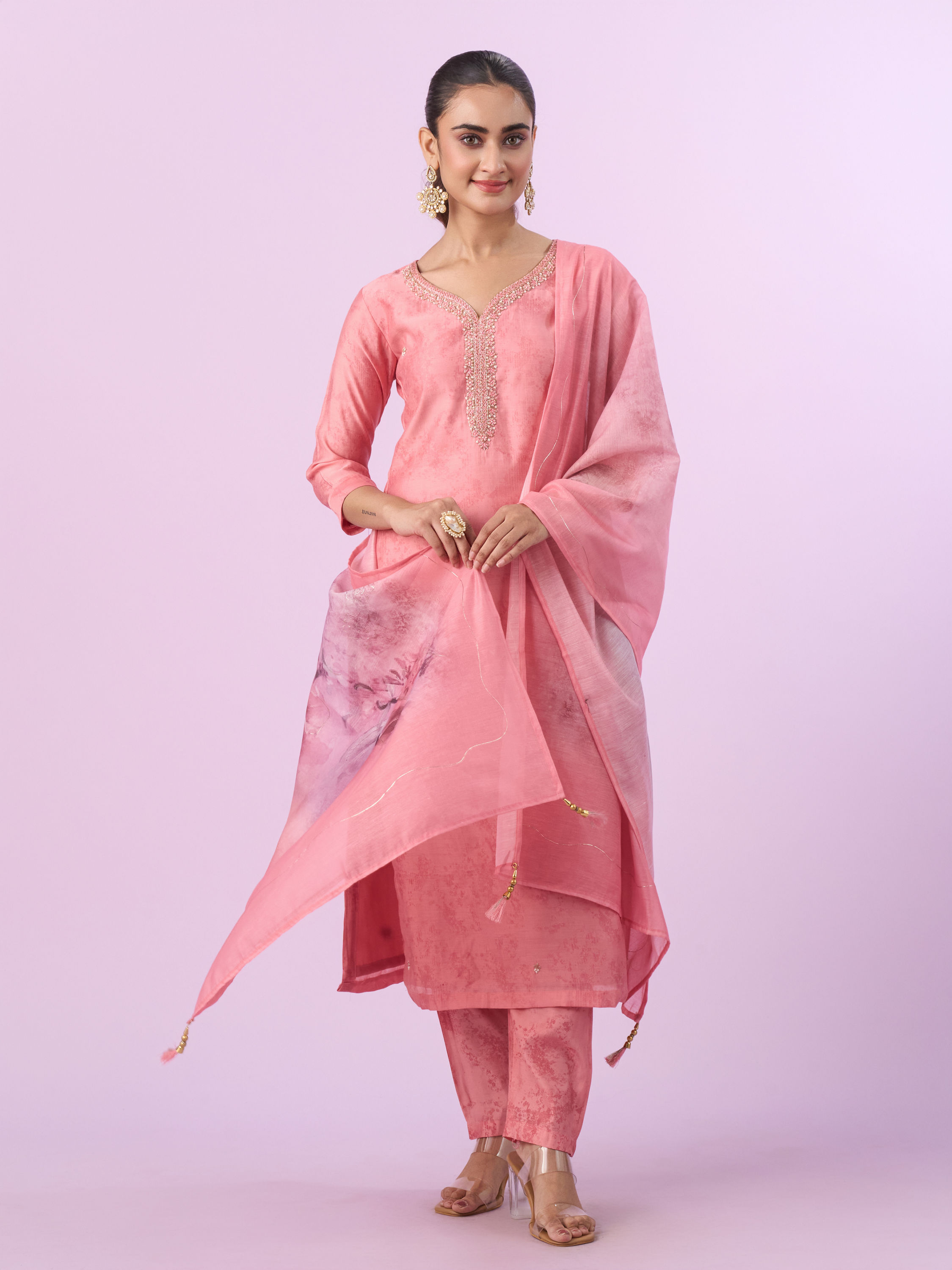 Mohey Women Pink Ensemble Straight Suit