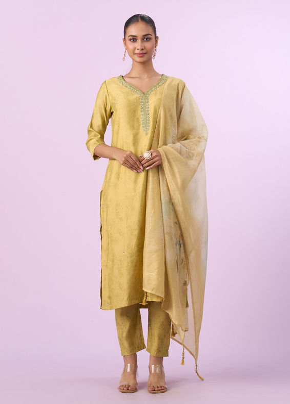 Mohey Women Enchanting Green Straight Suit