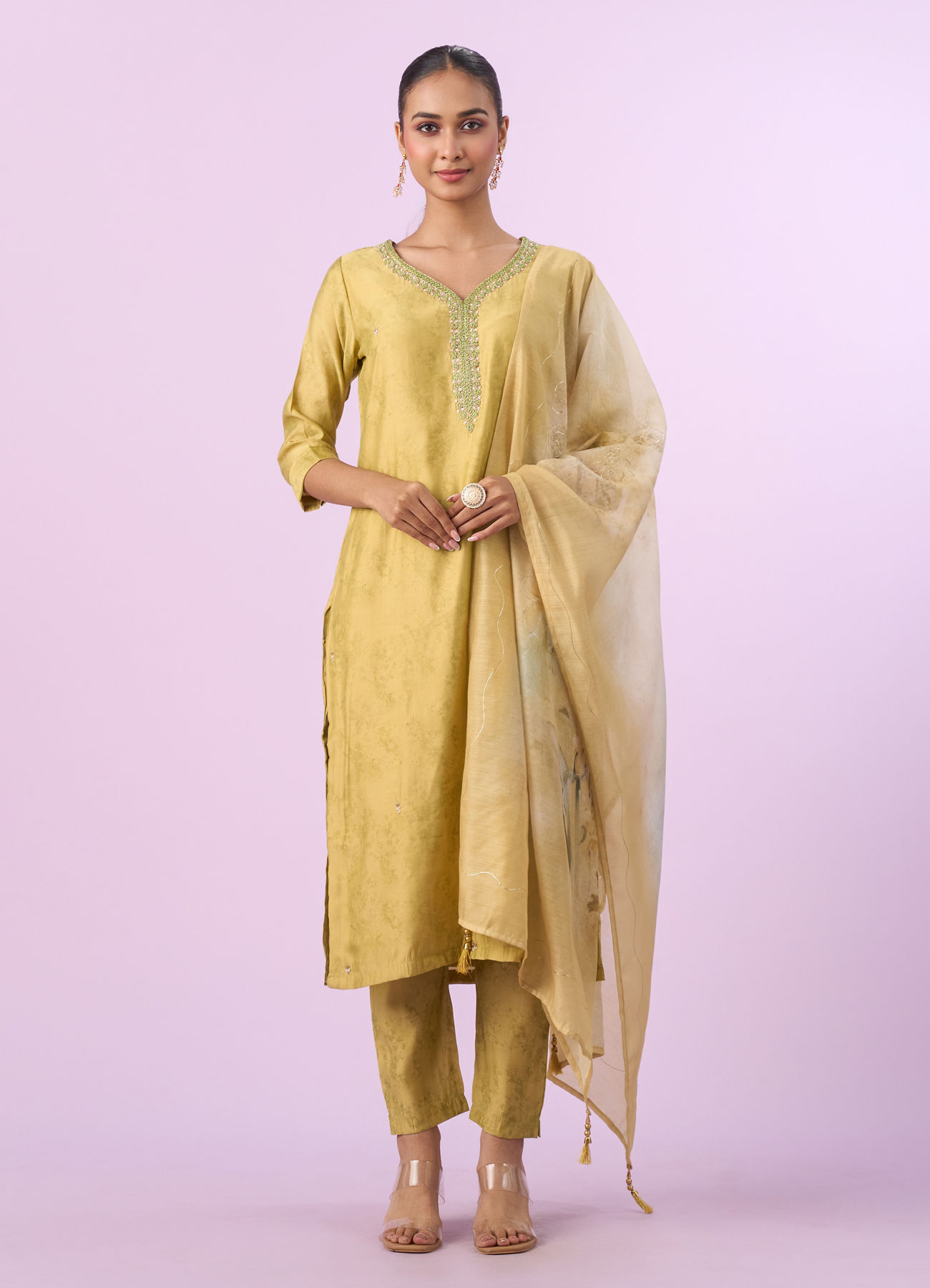 Mohey Women Enchanting Green Straight Suit