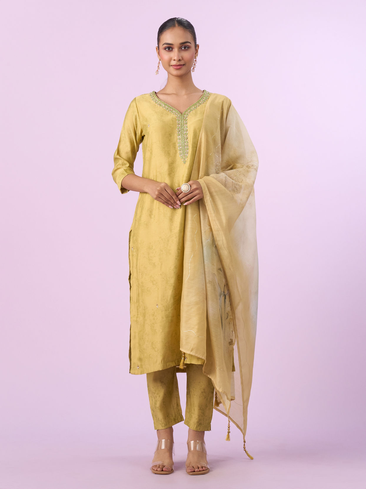 Mohey Women Enchanting Green Straight Suit