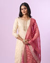 Mohey Women Dusty Pink and Cream Straight Suit