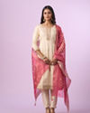 Mohey Women Dusty Pink and Cream Straight Suit