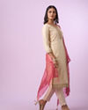 Mohey Women Dusty Pink and Cream Straight Suit
