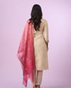 Mohey Women Dusty Pink and Cream Straight Suit