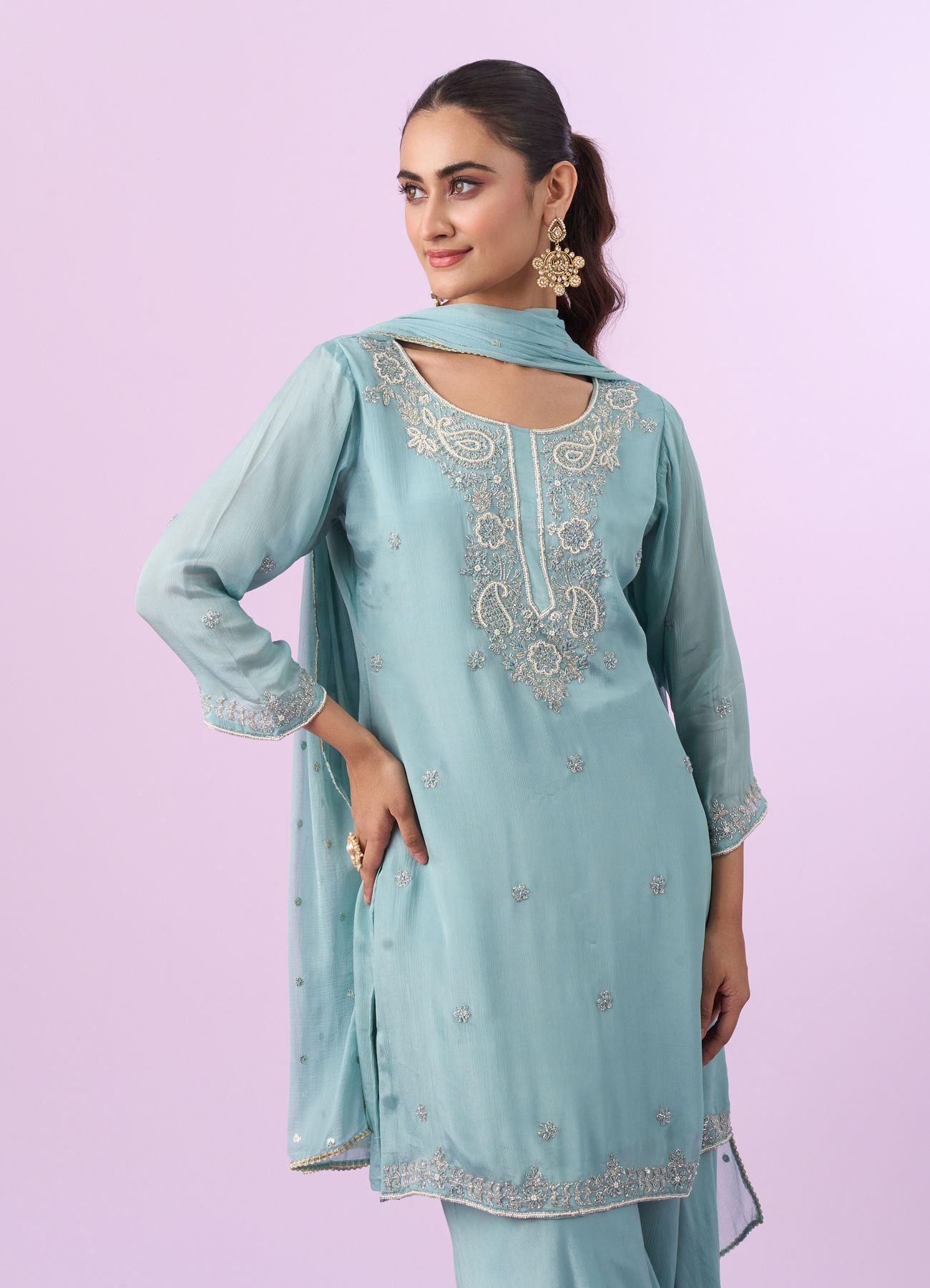Mohey Women Ethereal Blue Palazzo Suit