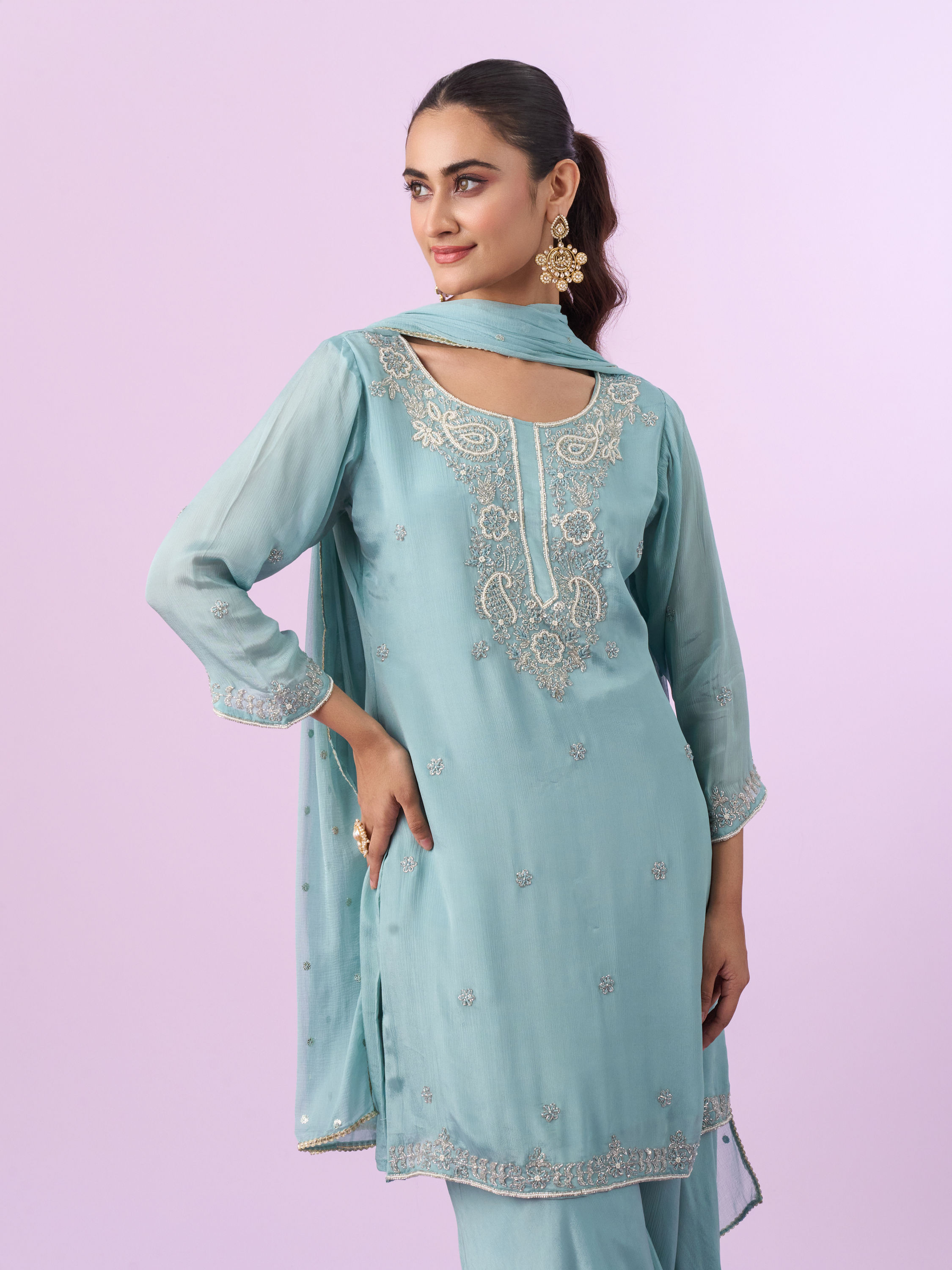 Mohey Women Ethereal Blue Palazzo Suit