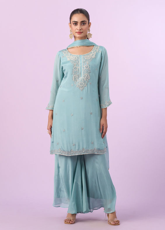 Mohey Women Ethereal Blue Palazzo Suit