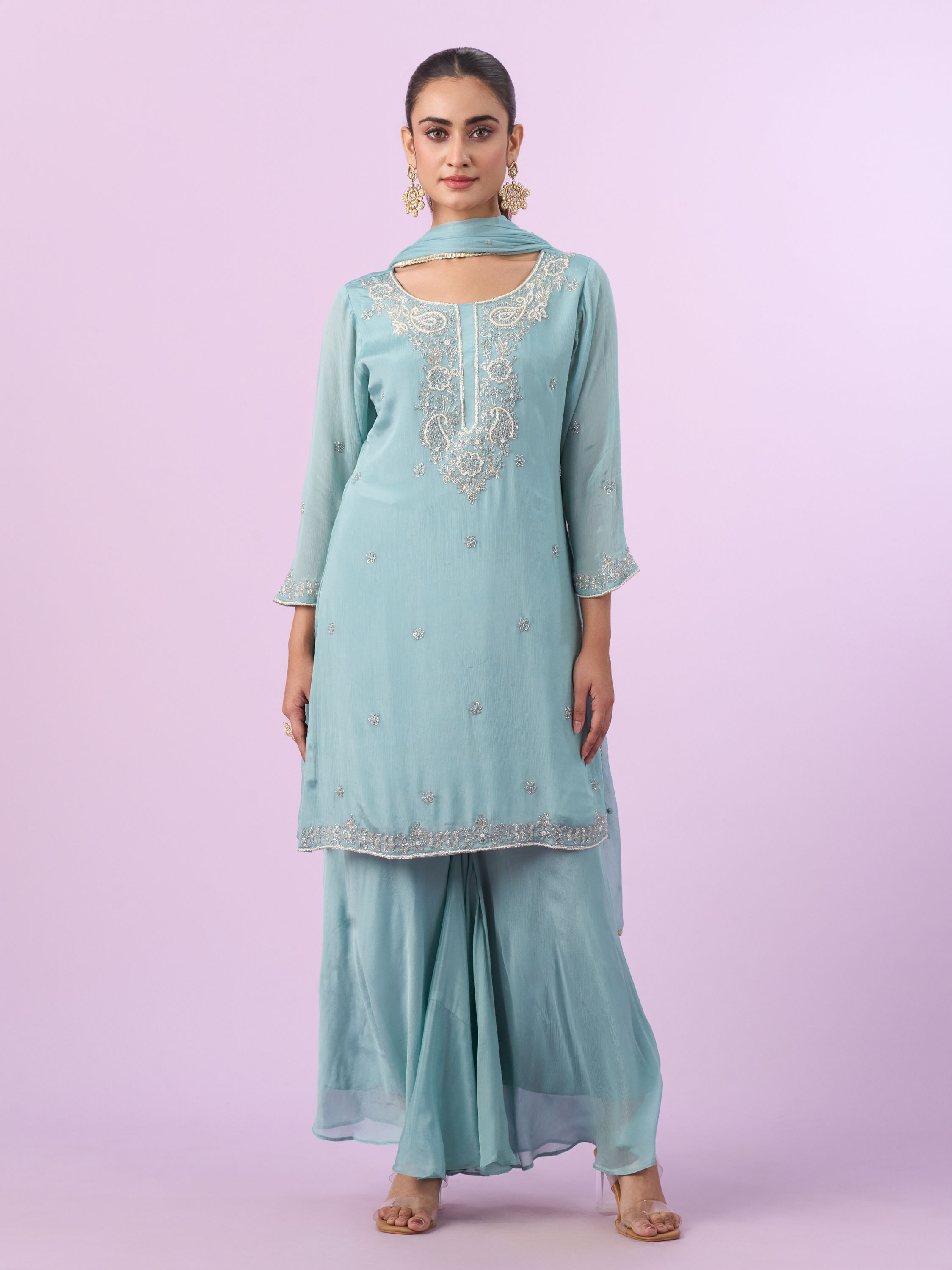 Mohey Women Ethereal Blue Palazzo Suit