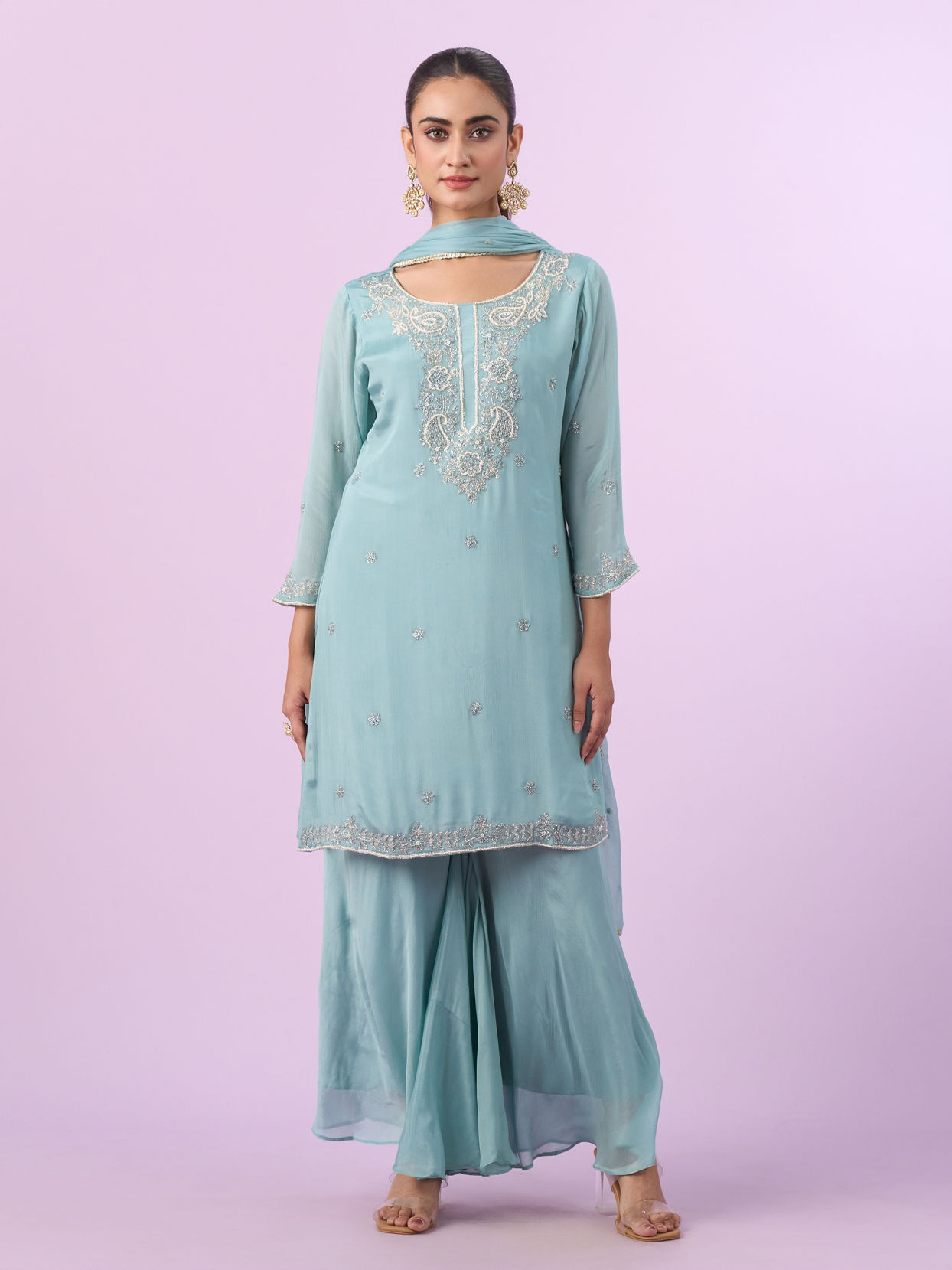 Mohey Women Ethereal Blue Palazzo Suit
