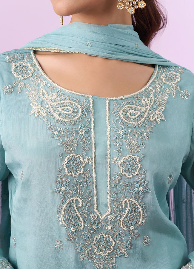 Mohey Women Ethereal Blue Palazzo Suit