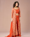 Mohey Women Orange Chinon exuberance Indo Western