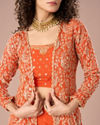 Mohey Women Orange Chinon exuberance Indo Western