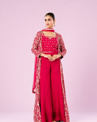 Mohey Women Lush Pink Chinon Indo Western