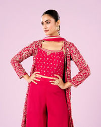 Mohey Women Lush Pink Chinon Indo Western