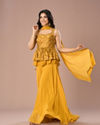 Mohey Women Mustard Georgette Palazzo Suit