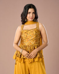 Mohey Women Mustard Georgette Palazzo Suit