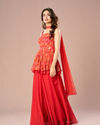 Mohey Women Radiant Red Palazzo Suit