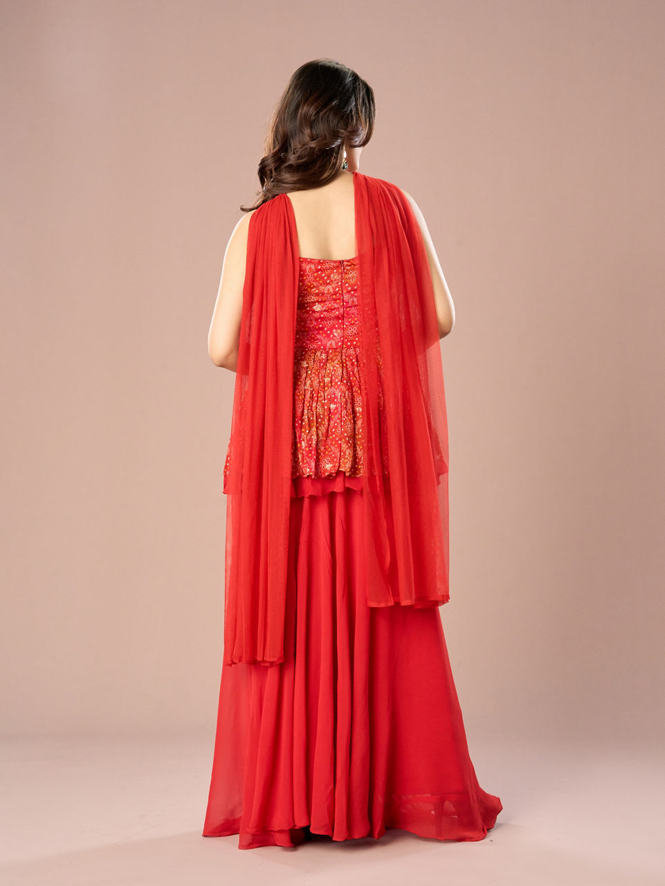 Mohey Women Radiant Red Palazzo Suit