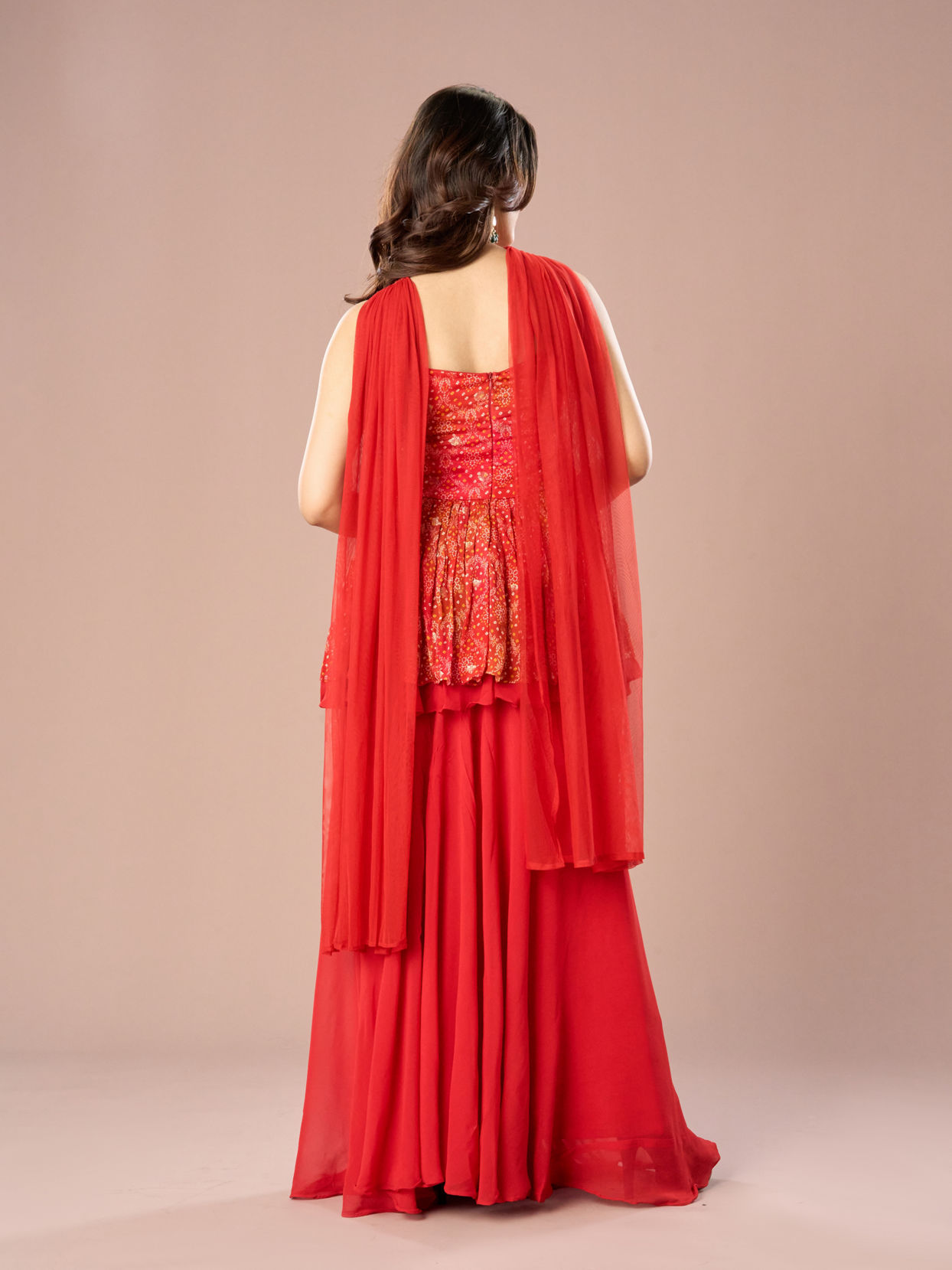 Mohey Women Radiant Red Palazzo Suit