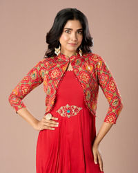 Mohey Women Regal Red Indo Western Ensemble