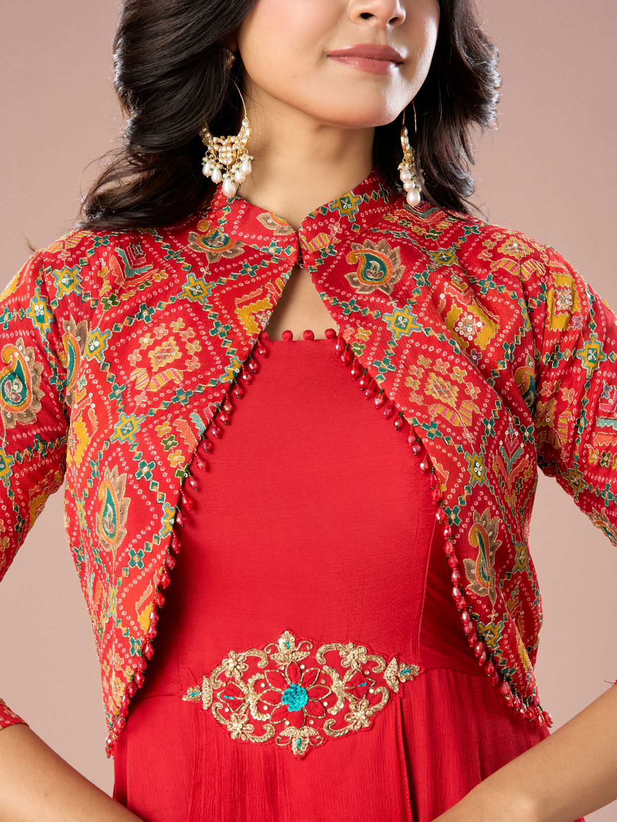 Mohey Women Regal Red Indo Western Ensemble