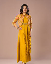 Mohey Women Radiant Mustard Yellow Indo Western