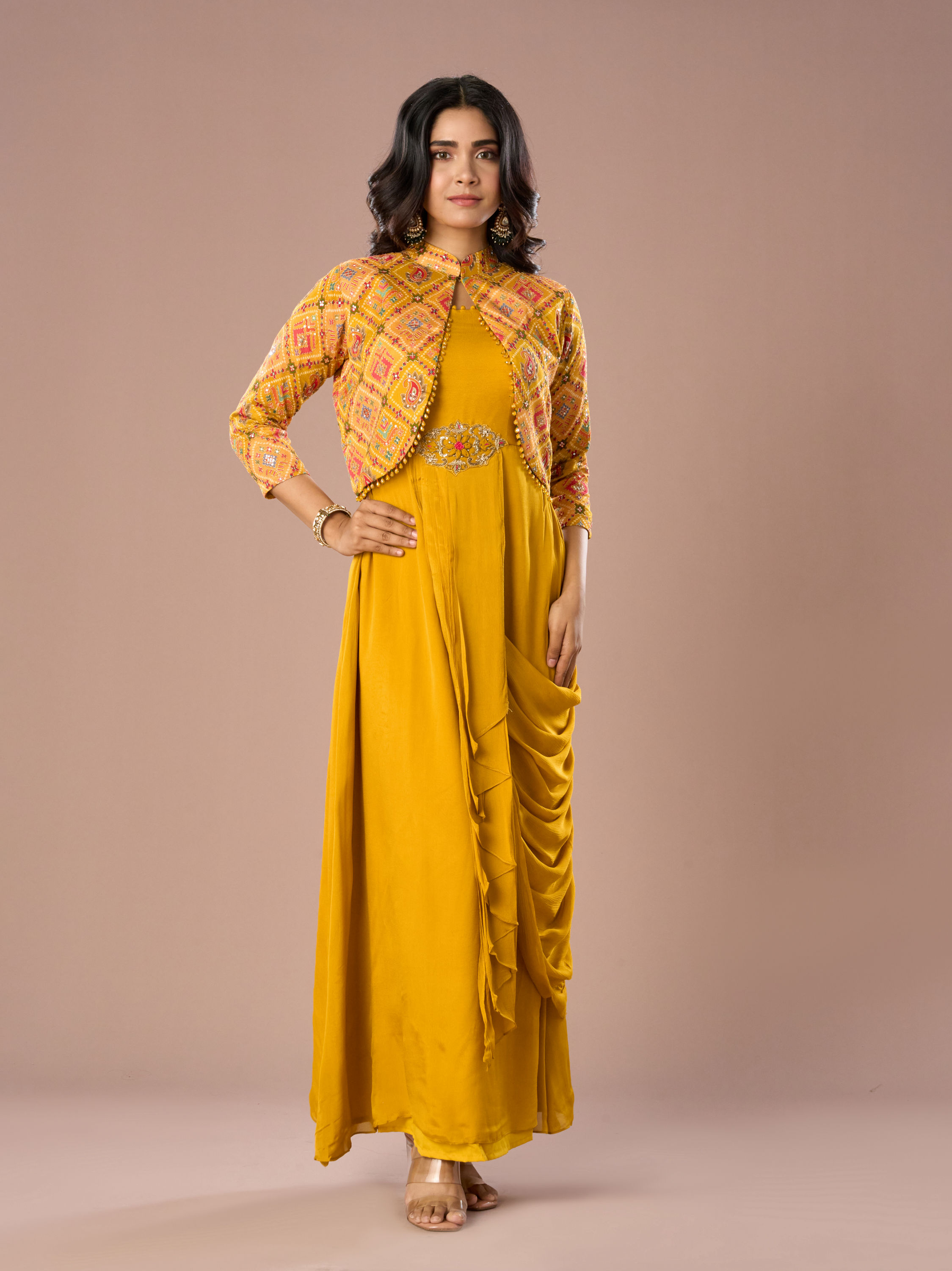 Mohey Women Radiant Mustard Yellow Indo Western