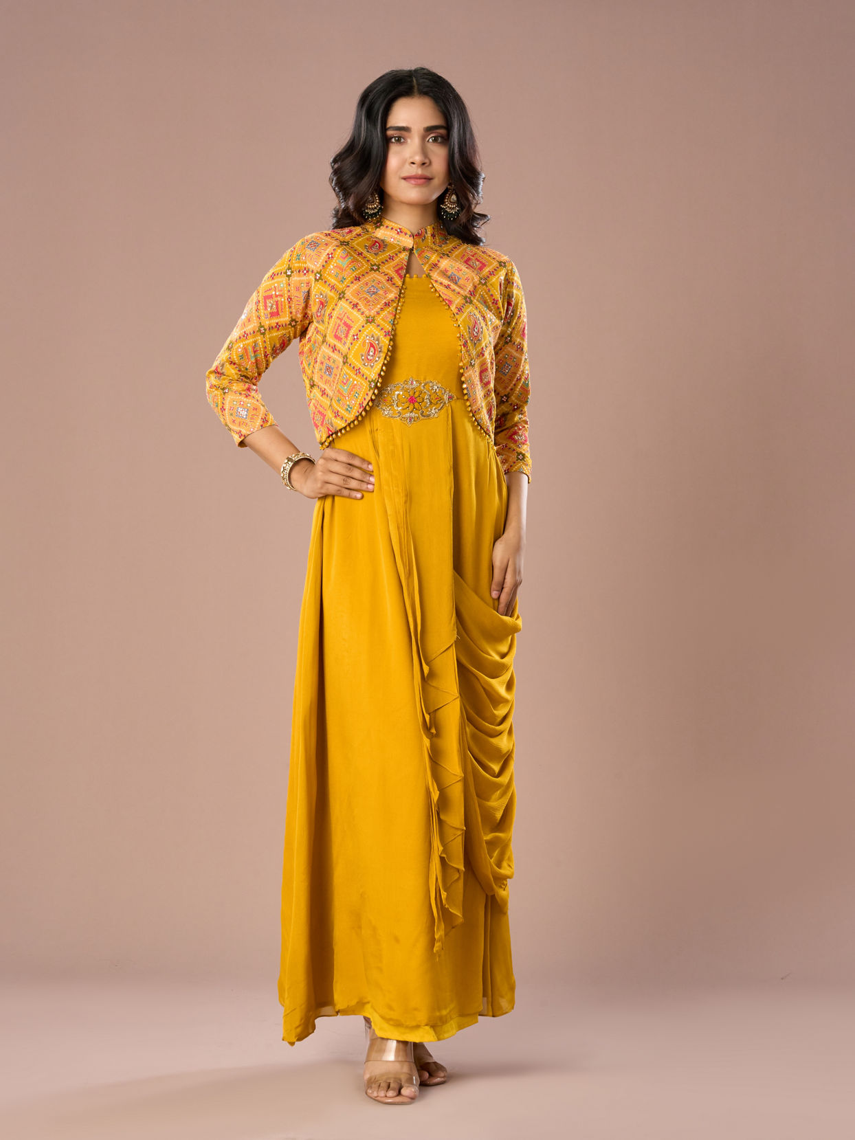 Mohey Women Radiant Mustard Yellow Indo Western