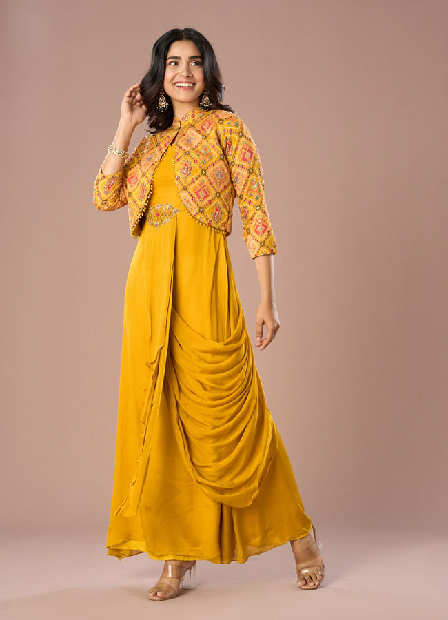 Mohey Women Radiant Mustard Yellow Indo Western