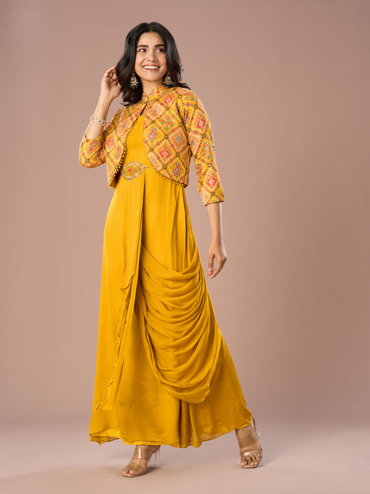 Mohey Women Radiant Mustard Yellow Indo Western