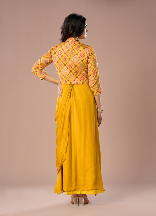 Mohey Women Radiant Mustard Yellow Indo Western