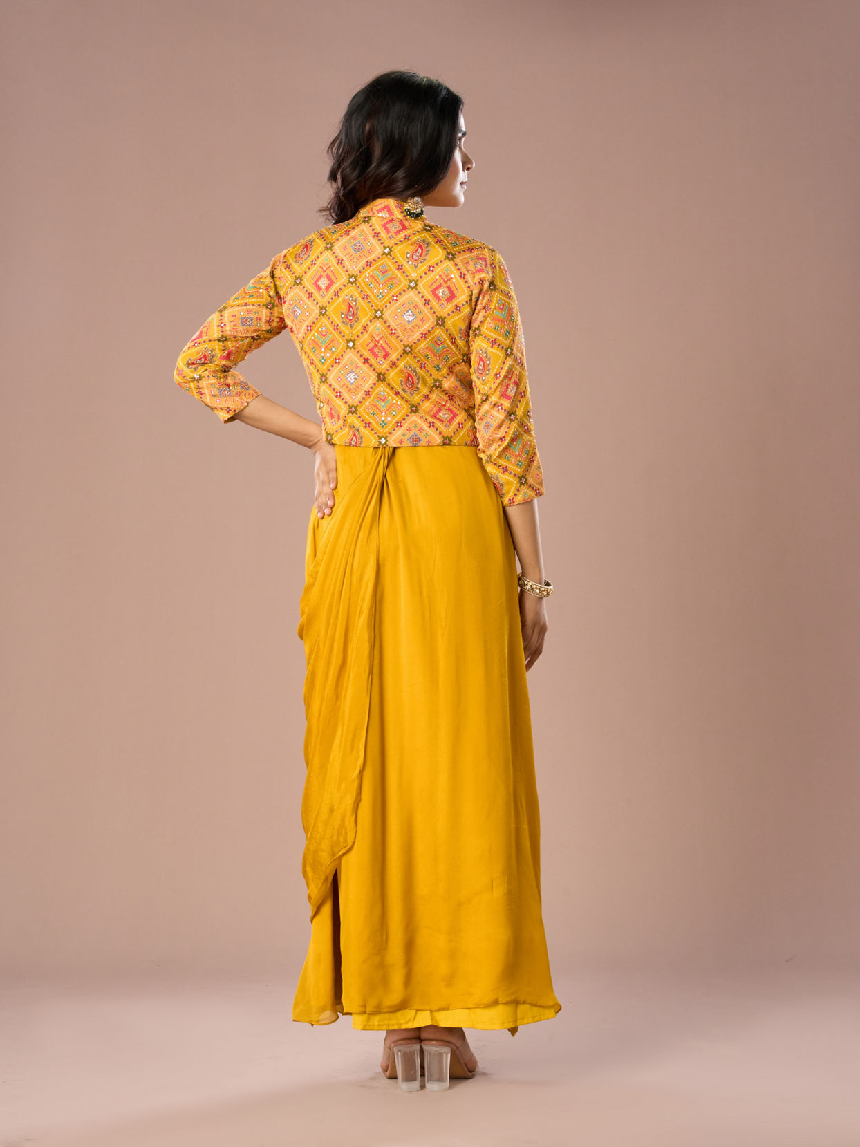 Mohey Women Radiant Mustard Yellow Indo Western