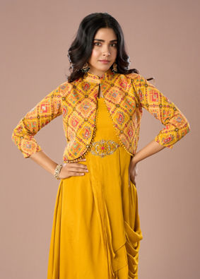 Mohey Women Radiant Mustard Yellow Indo Western