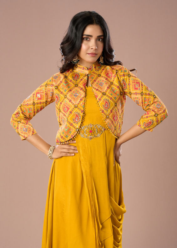 Mohey Women Radiant Mustard Yellow Indo Western