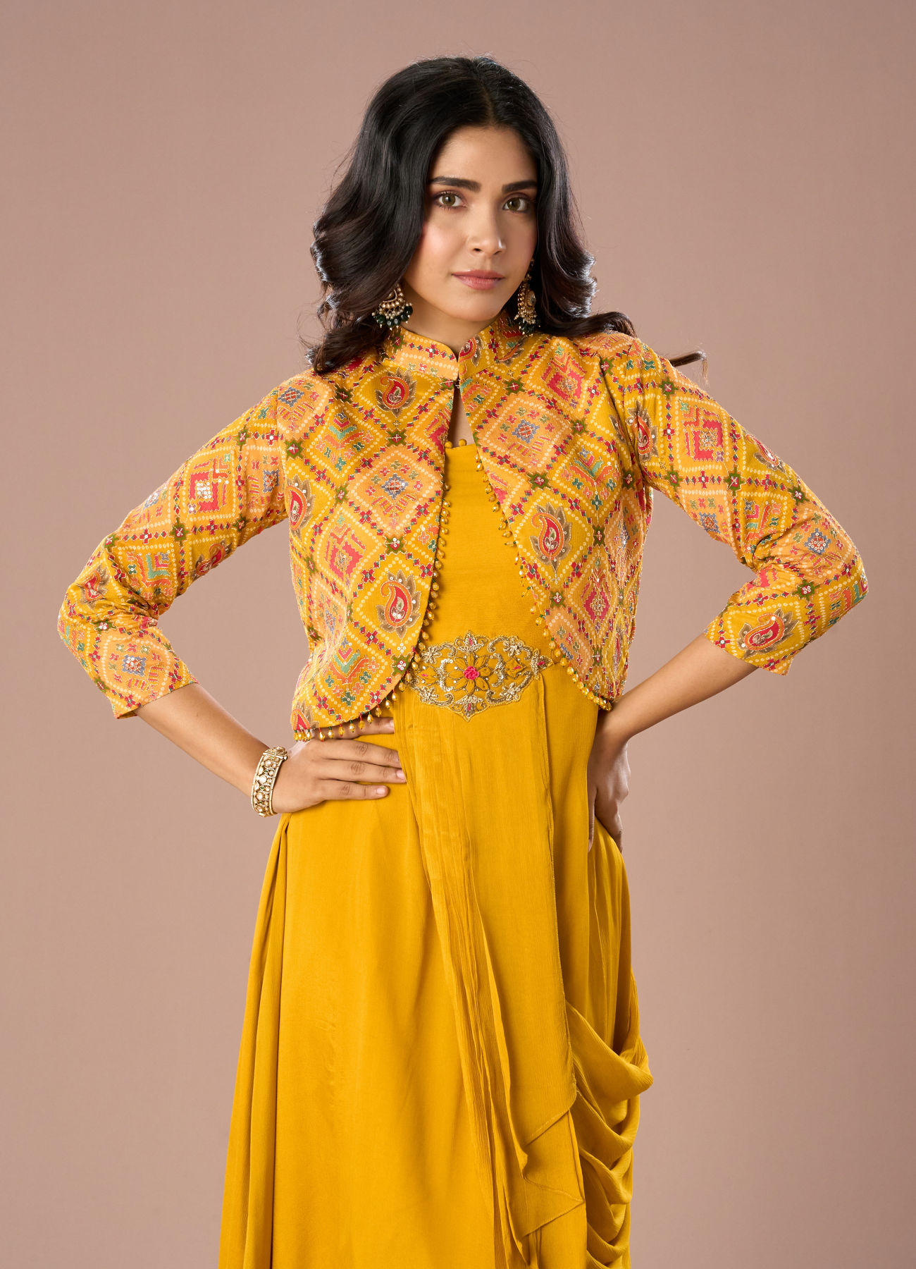 Mohey Women Radiant Mustard Yellow Indo Western