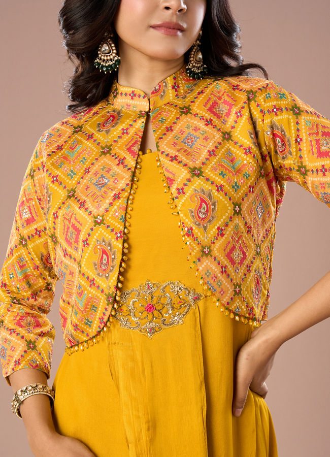 Mohey Women Radiant Mustard Yellow Indo Western