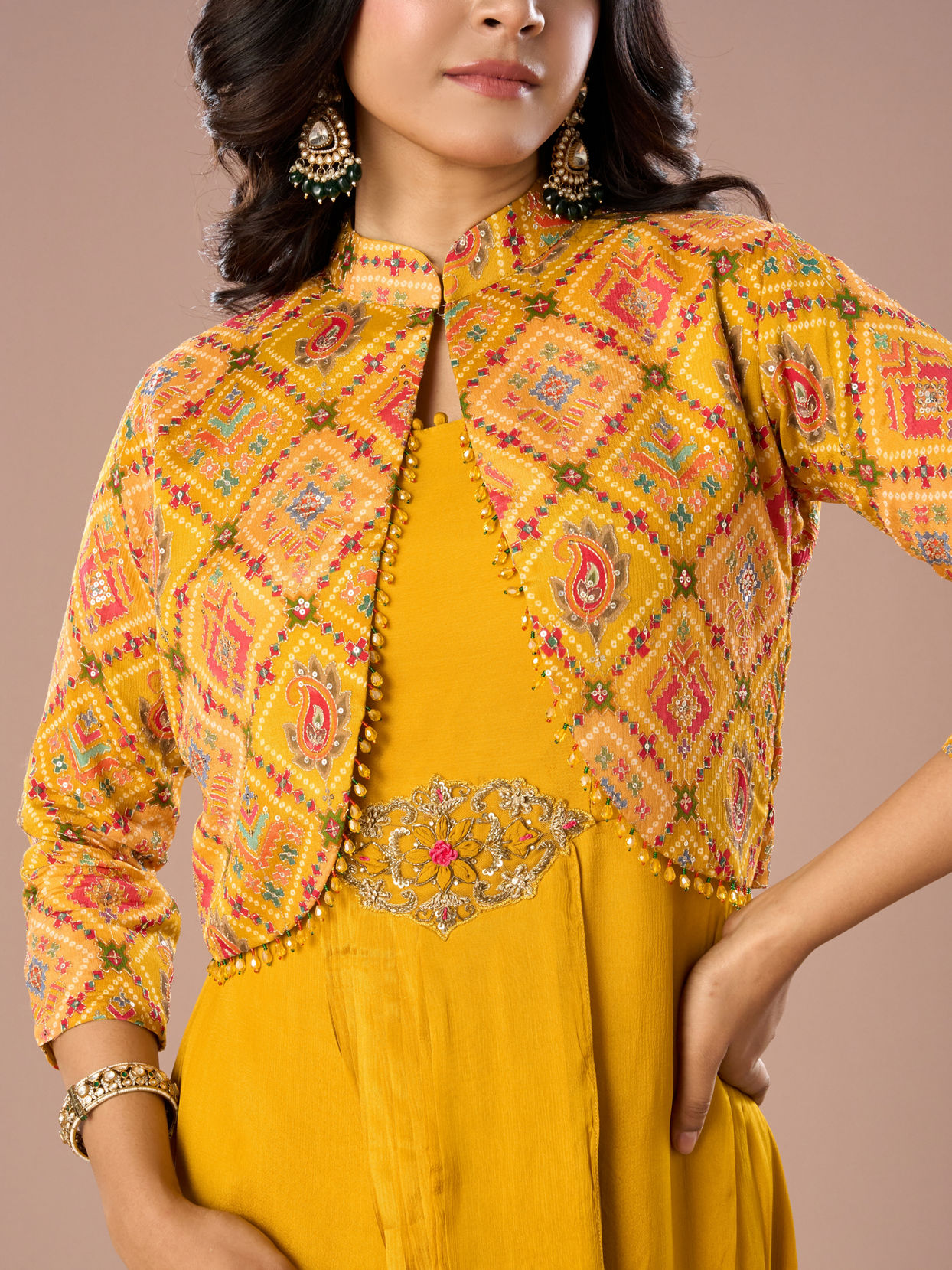Mohey Women Radiant Mustard Yellow Indo Western