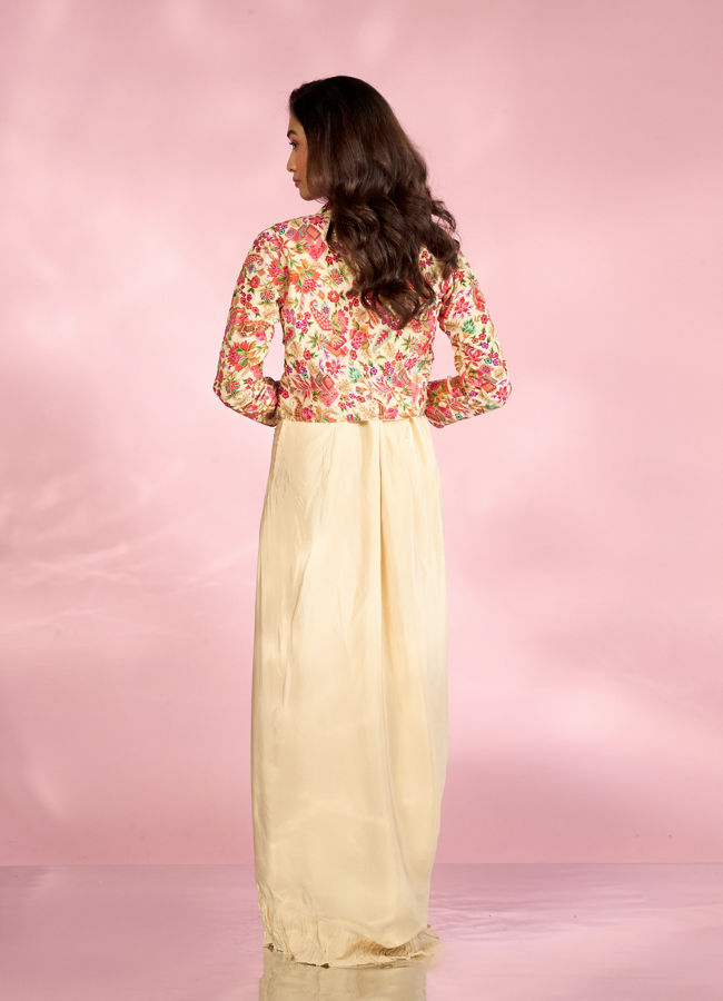 Mohey Women Cream Chic Chinon Indo Western