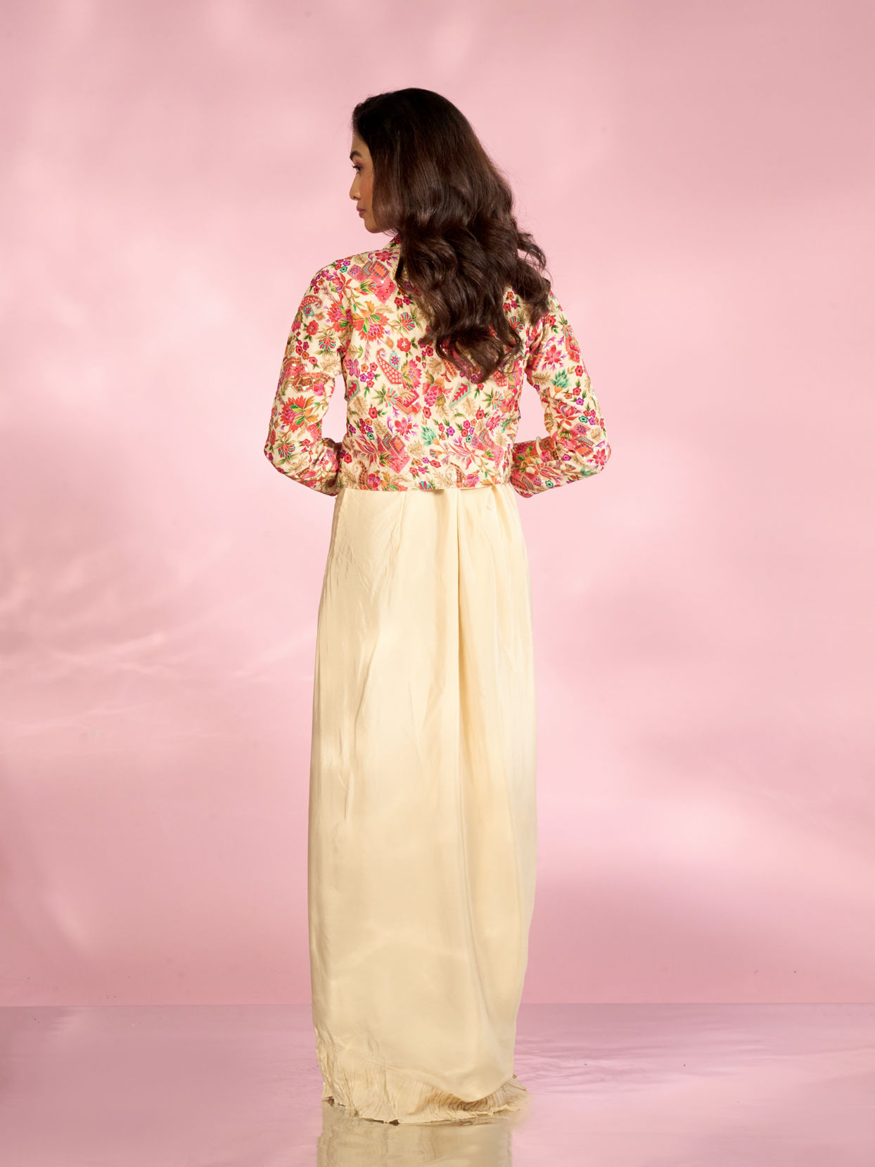 Mohey Women Cream Chic Chinon Indo Western