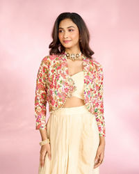 Mohey Women Cream Chic Chinon Indo Western