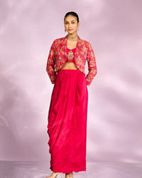Mohey Women Exquisite Pink Hued Jacketed Indo Western Ensemble