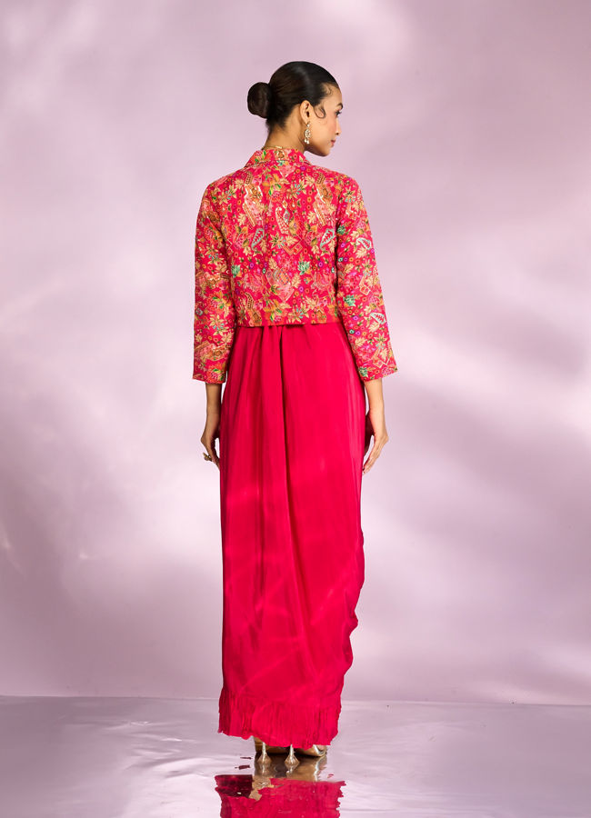 Mohey Women Exquisite Pink Hued Jacketed Indo Western Ensemble