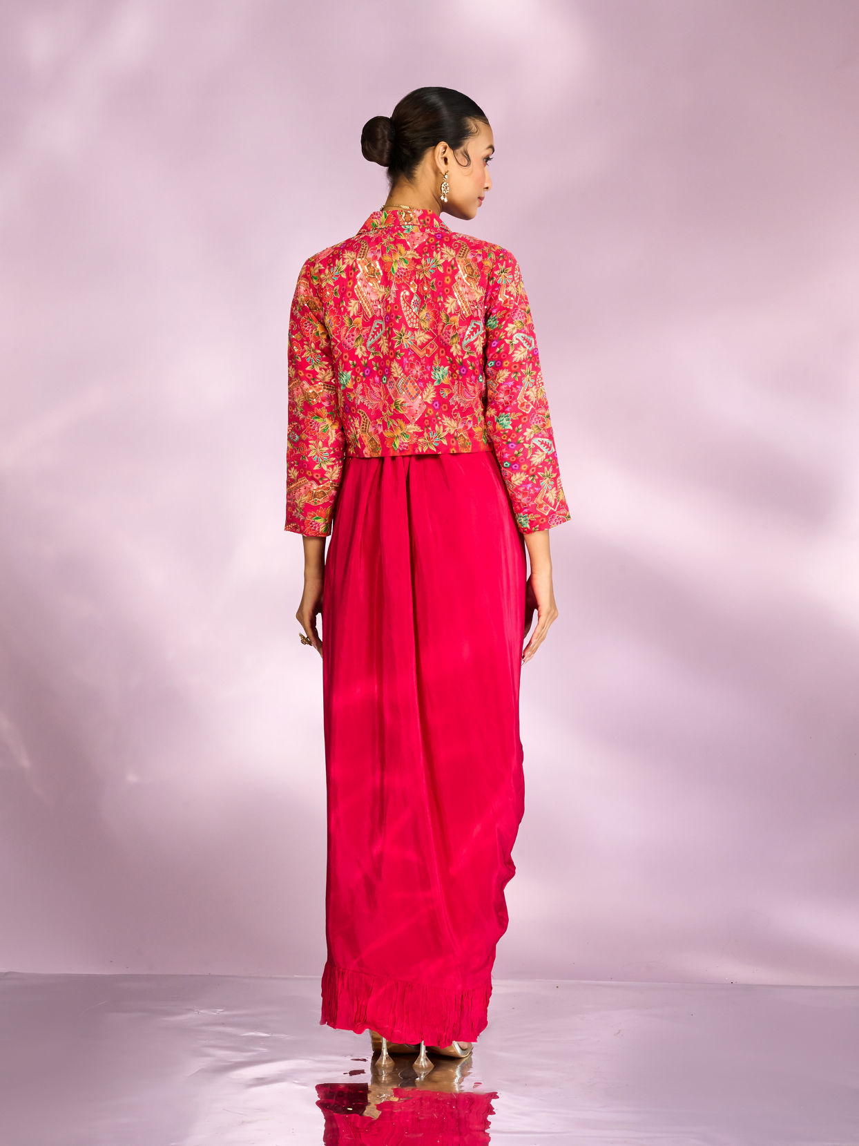 Mohey Women Exquisite Pink Hued Jacketed Indo Western Ensemble