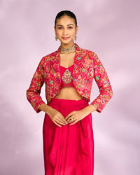 Mohey Women Exquisite Pink Hued Jacketed Indo Western Ensemble