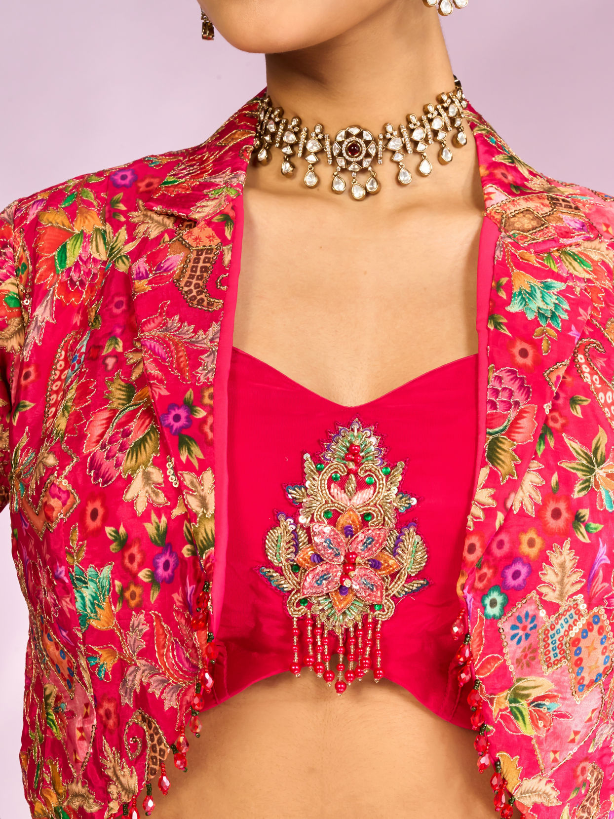 Mohey Women Exquisite Pink Hued Jacketed Indo Western Ensemble