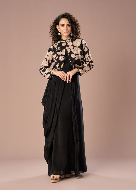 Mohey Women Black Elegance Chinon Indo Western